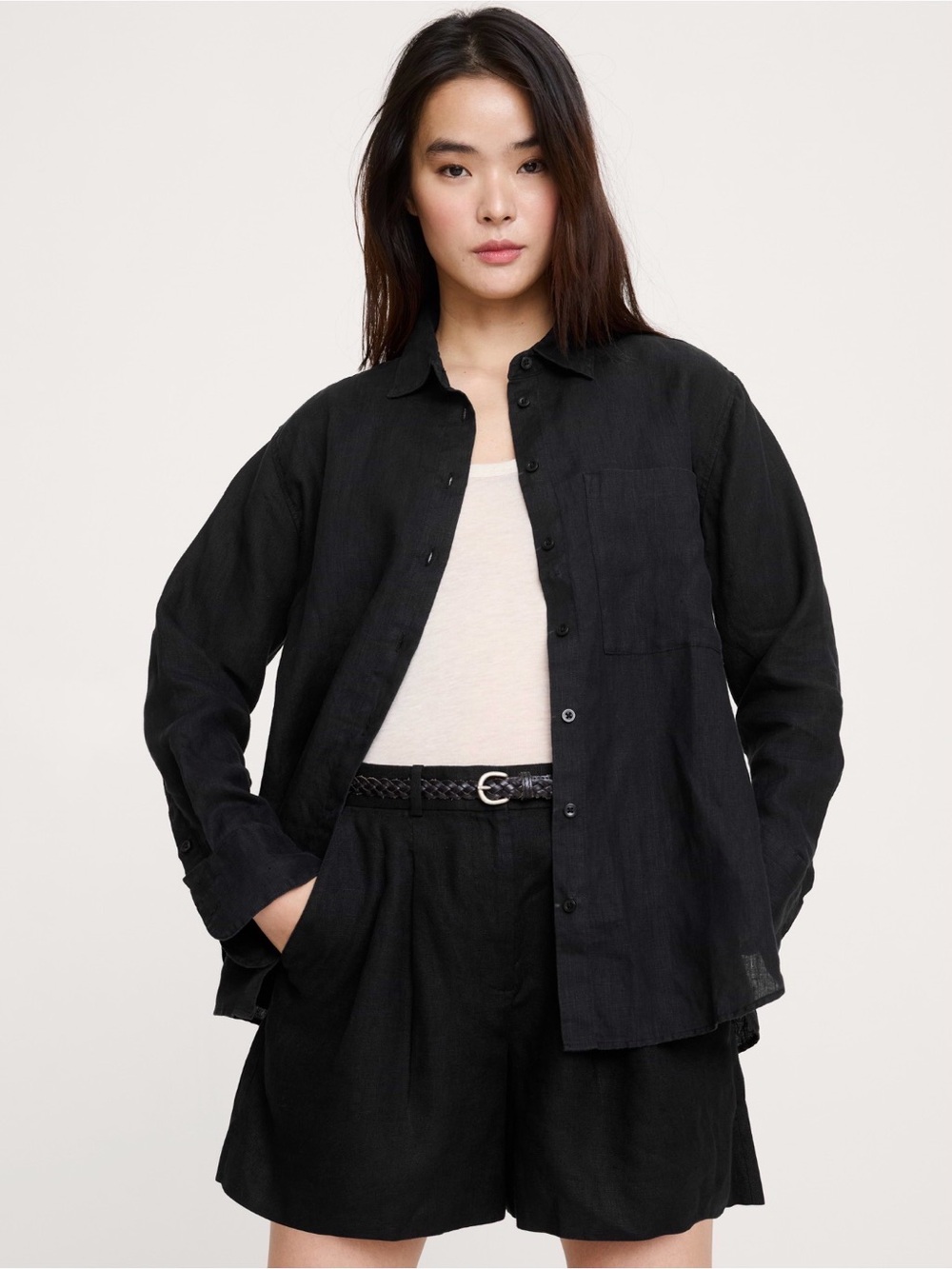 Banana Republic Oversized Linen Shirt.  Black.  Size Small. Shirt only